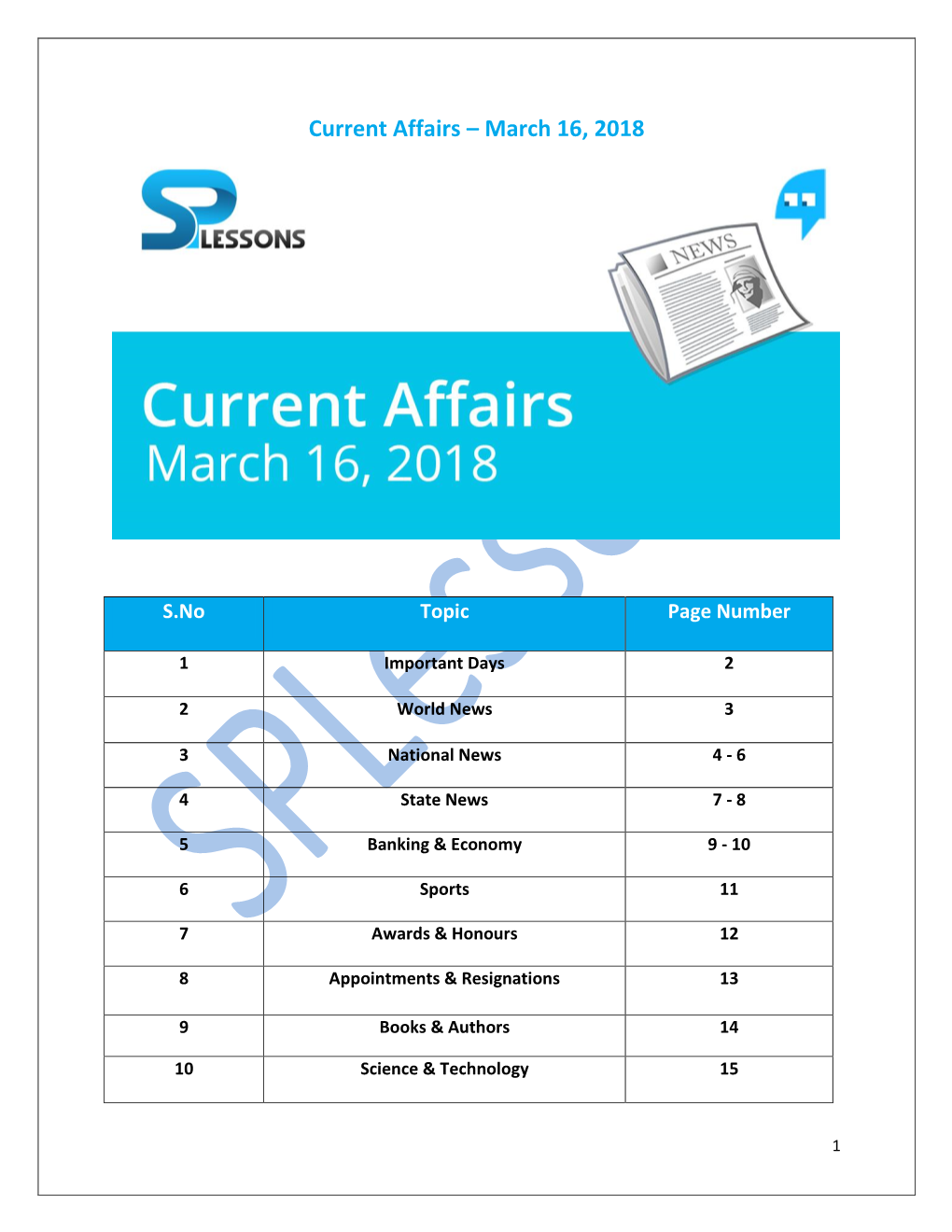 Current Affairs – March 16, 2018