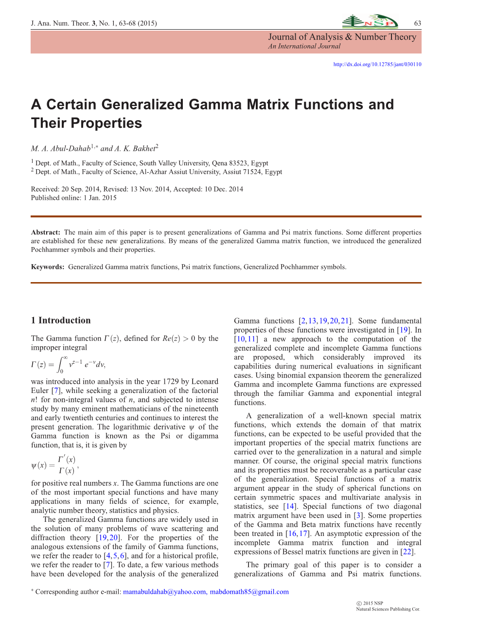 A Certain Generalized Gamma Matrix Functions and Their Properties