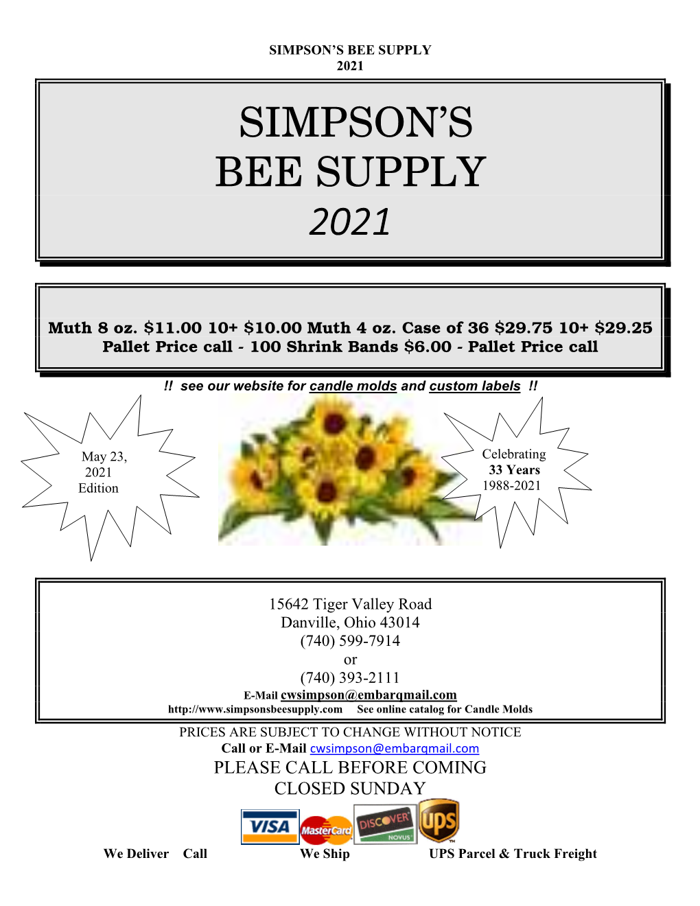 Bee Supply Catalog