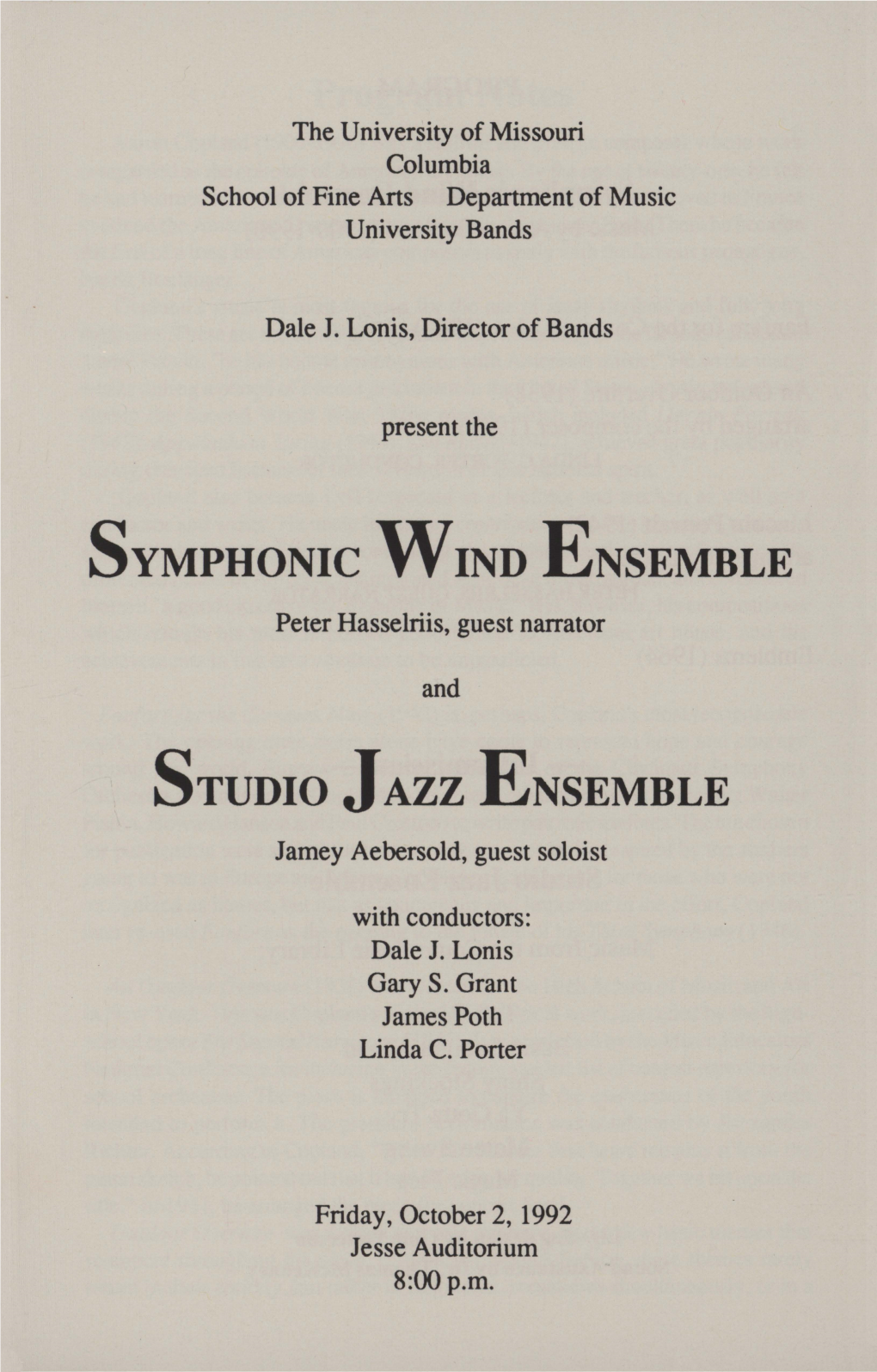 SYMPHONIC W IND ENSEMBLE STUDIO JAZZ ENSEMBLE