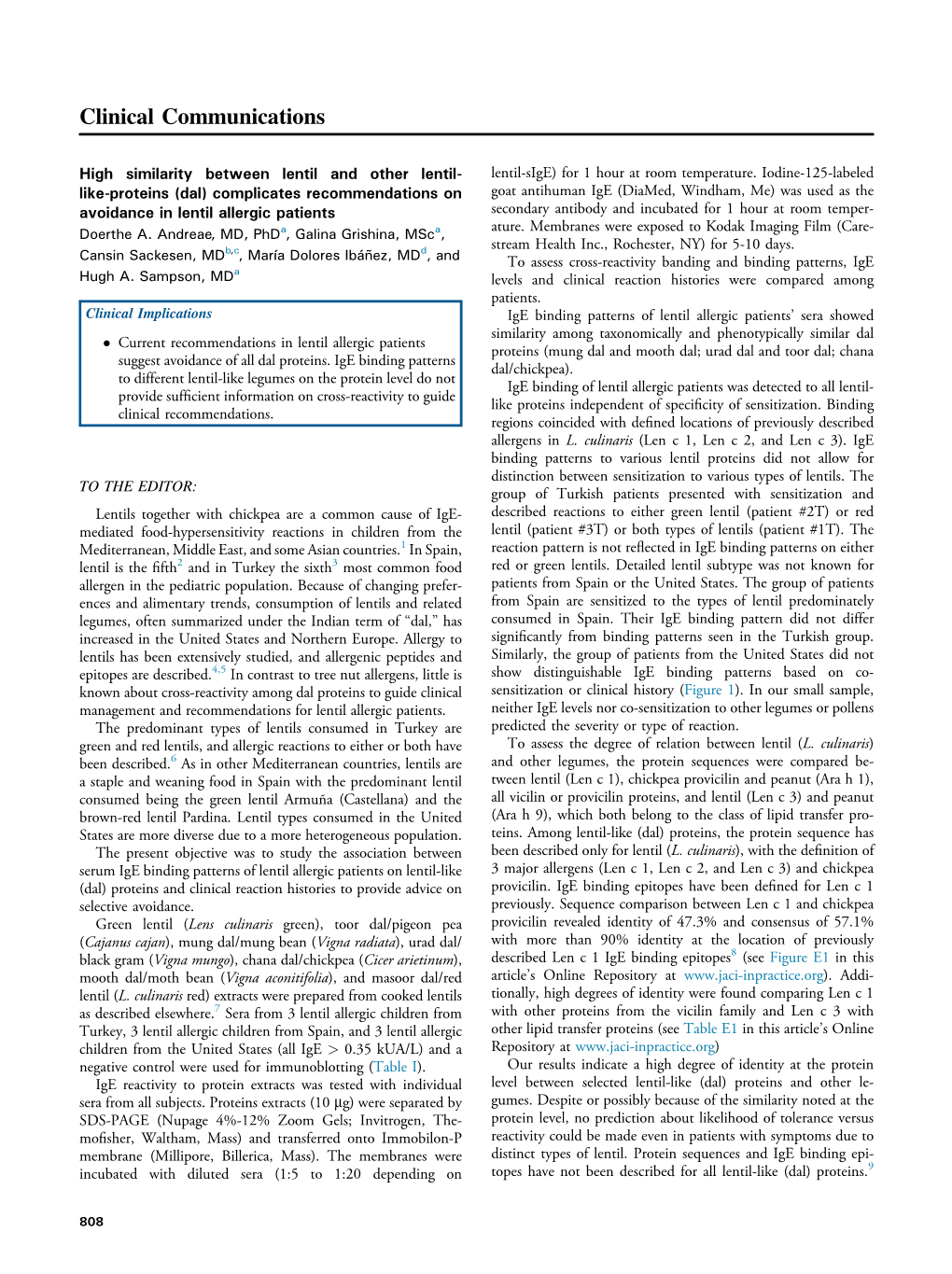 (Dal) Complicates Recommendations on Avoidance in Lentil Allergic