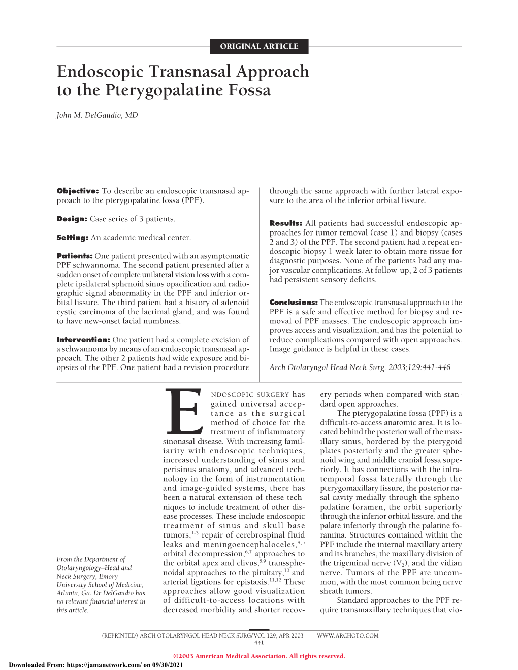 Endoscopic Transnasal Approach to the Pterygopalatine Fossa