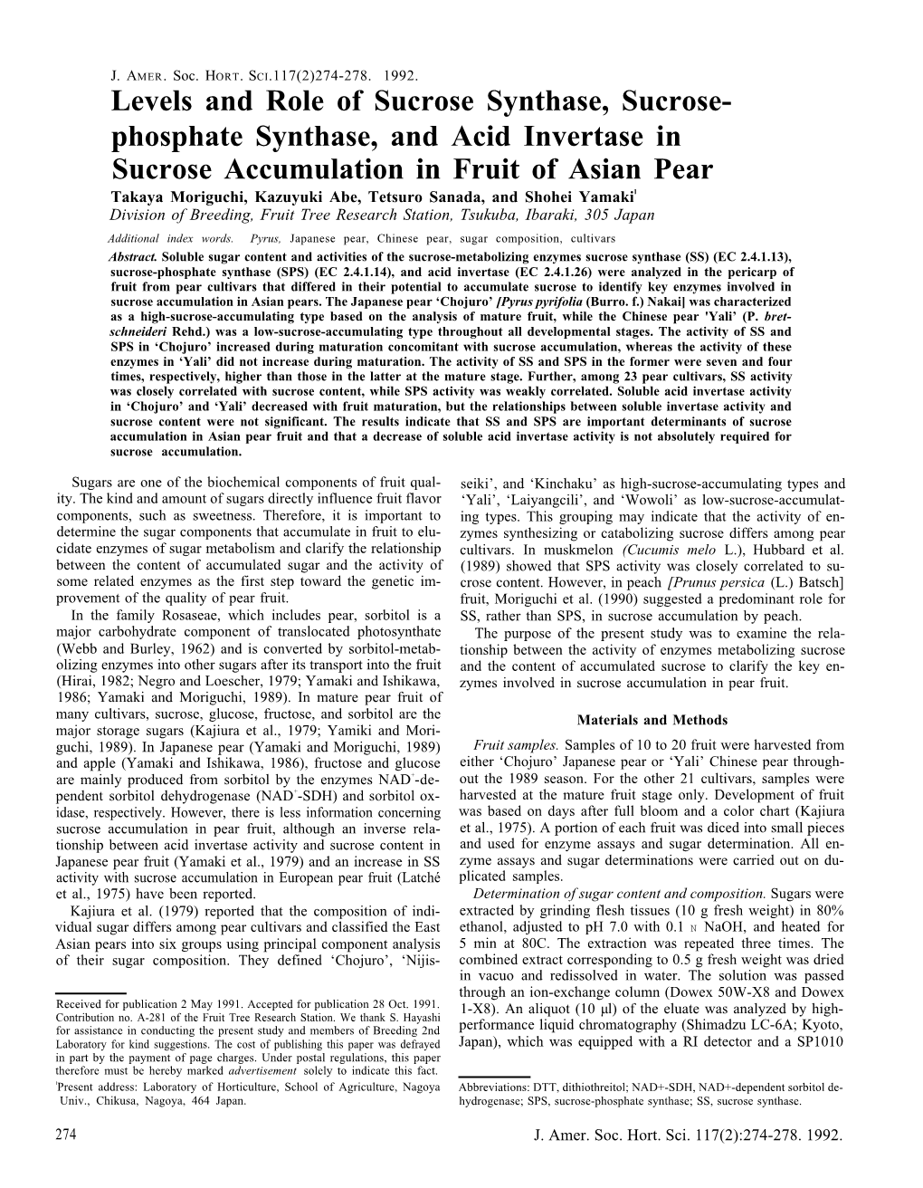 Phosphate Synthase, and Acid Invertase in Sucrose Accumulation