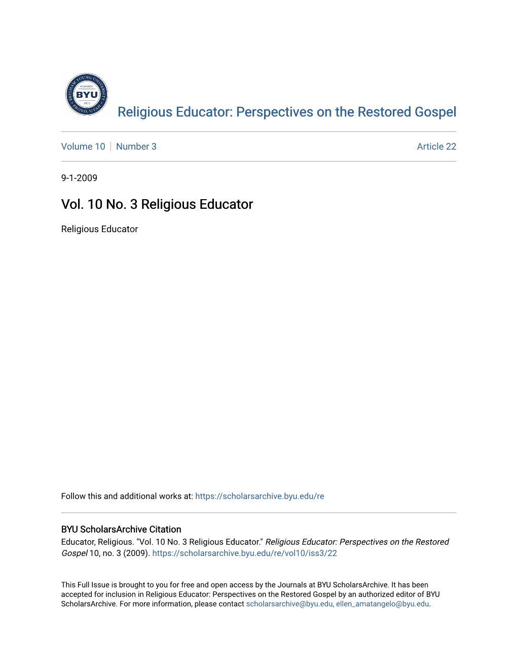 Vol. 10 No. 3 Religious Educator