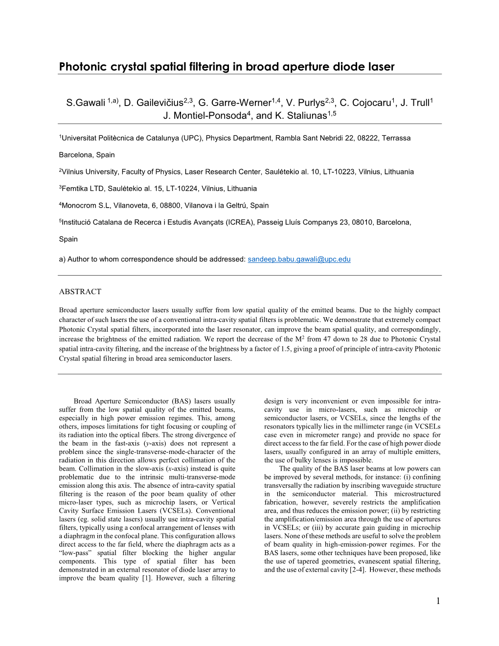 Photonic Crystal Spatial Filtering in Broad Aperture Diode Laser