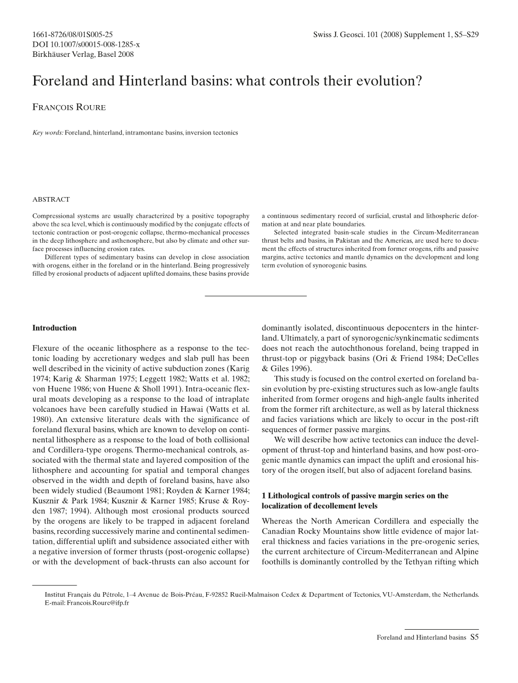 Foreland and Hinterland Basins: What Controls Their Evolution?