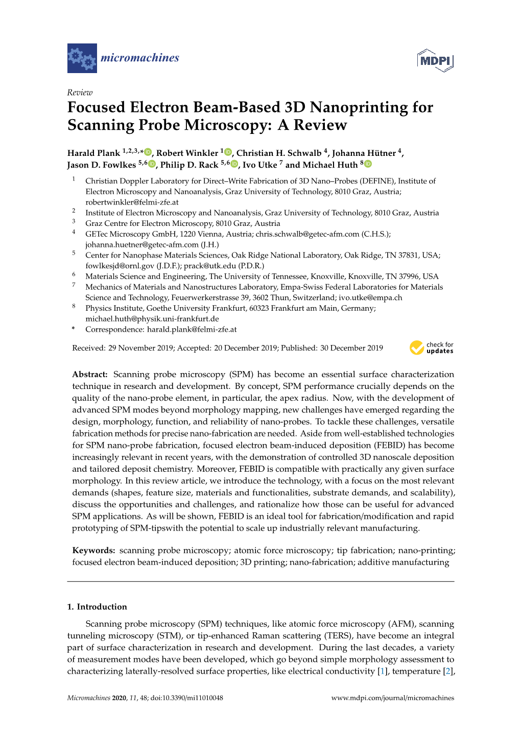 Focused Electron Beam-Based 3D Nanoprinting for Scanning Probe Microscopy: a Review