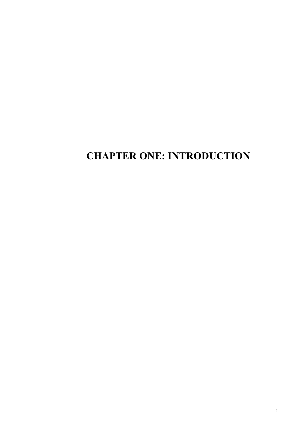 Chapter One: Introduction