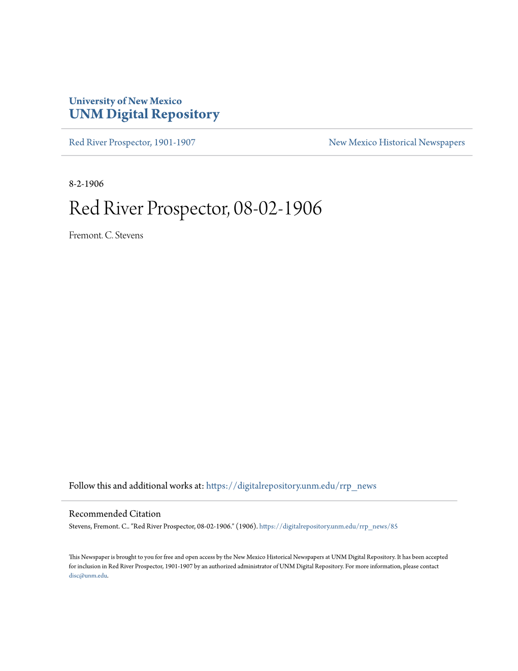 Red River Prospector, 08-02-1906 Fremont