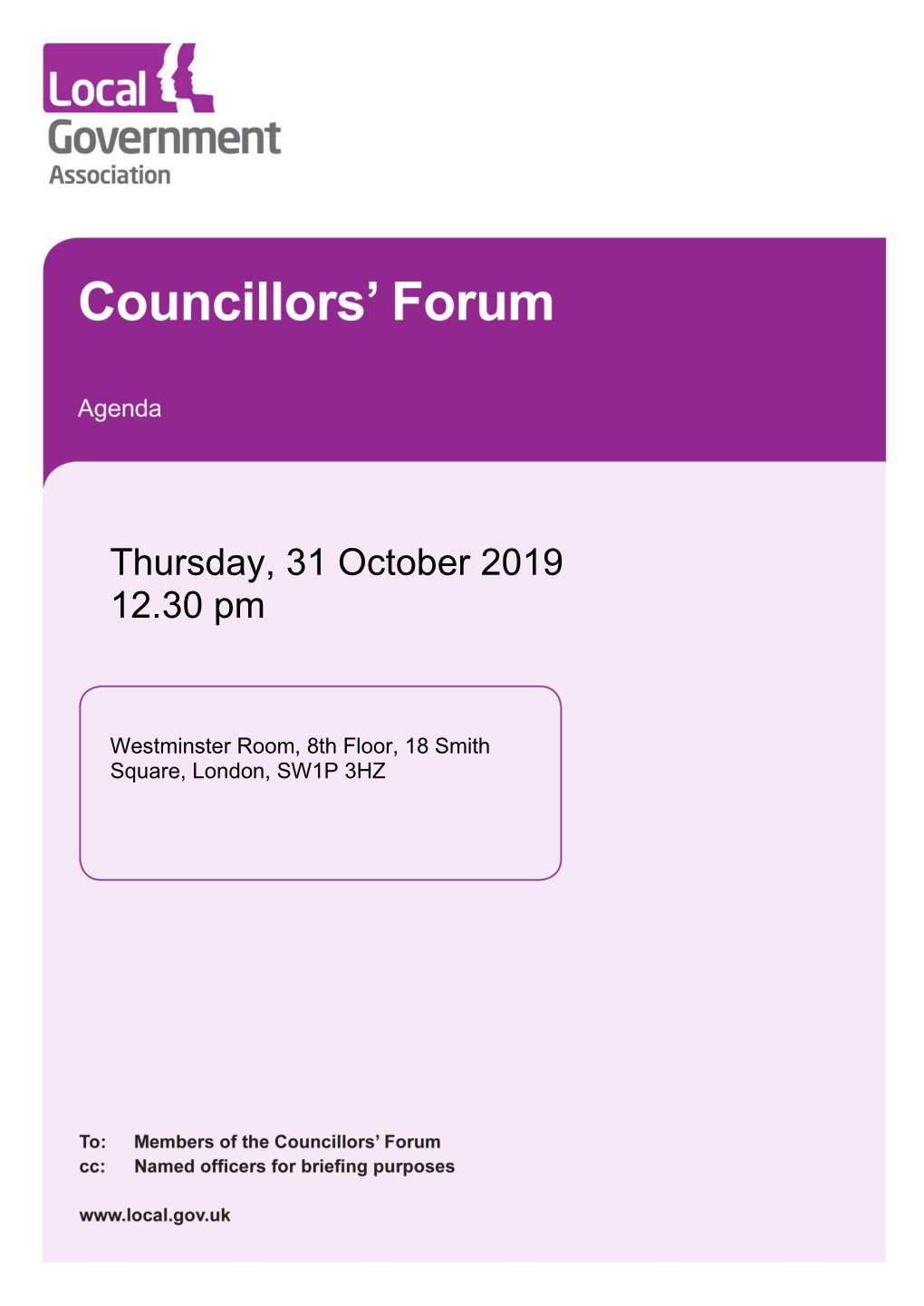 (Public Pack)Agenda Document for Councillors' Forum, 31/10/2019 12:30