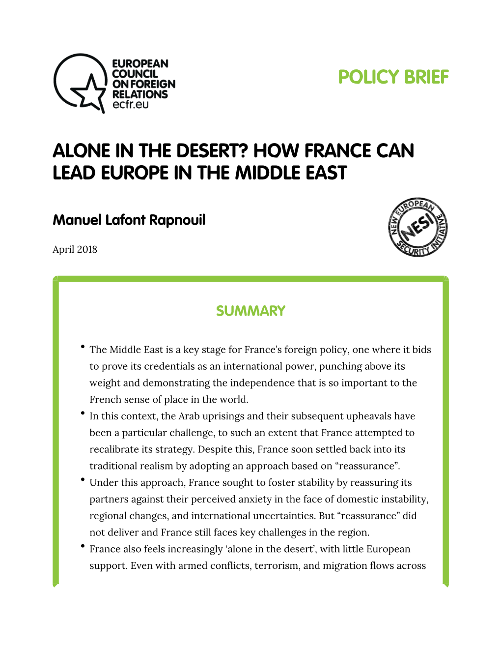 How France Can Lead Europe in the Middle East