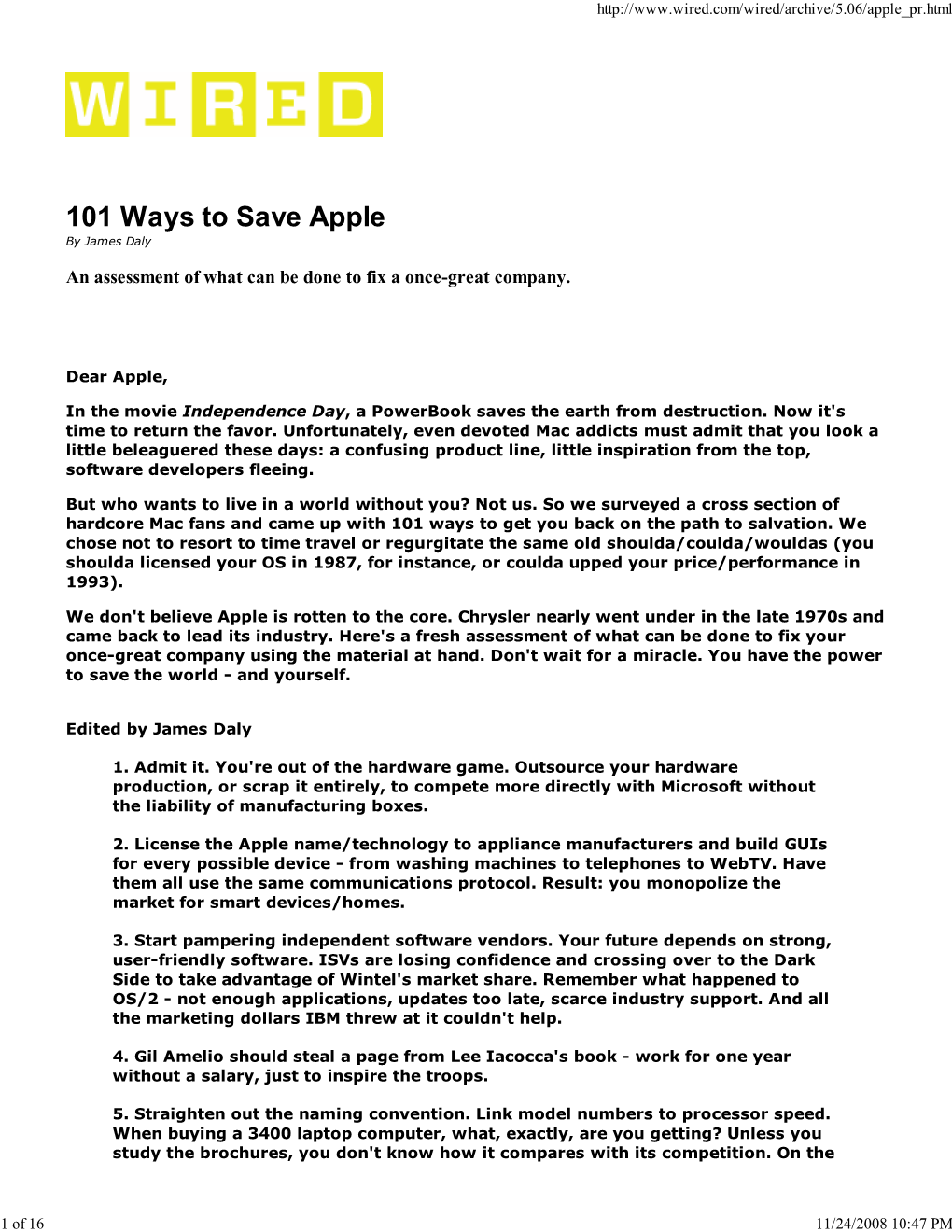 101 Ways to Save Apple by James Daly