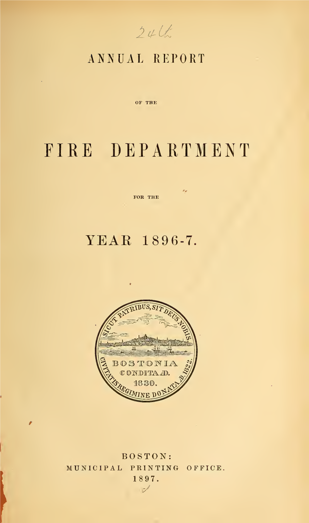 1896 Fire Department Annual Report