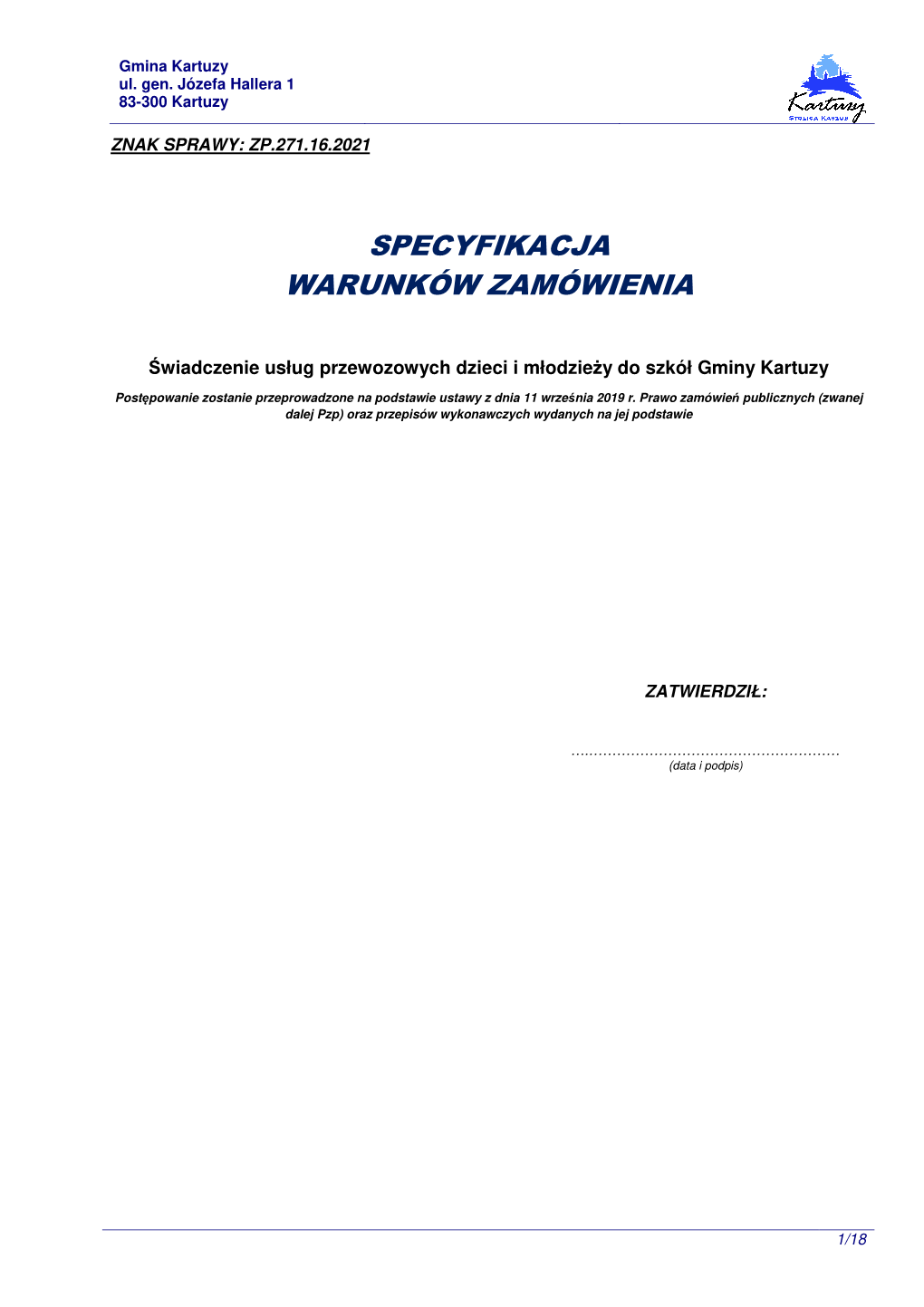 Specyfikacja Warunków Zamówienia