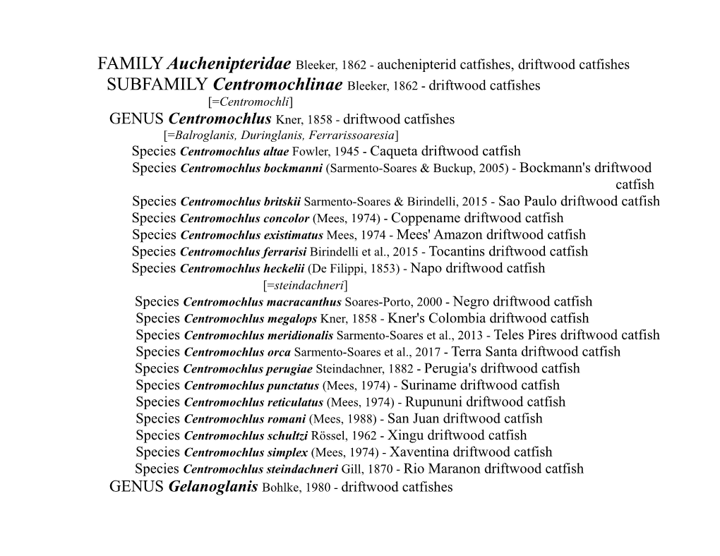 FAMILY Auchenipteridae Bleeker, 1862