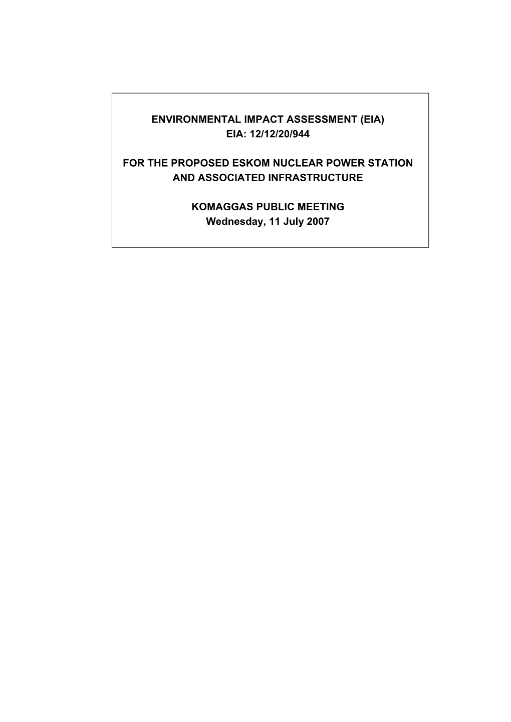 12/12/20/944 for the Proposed Eskom