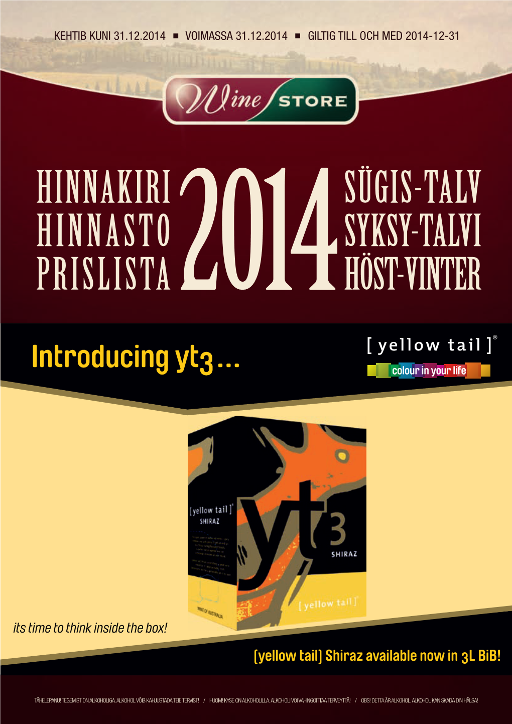 Hinnakiri Hinnasto Prislista2014sügis-Talv Syksy-Talvi Höst-Vinter