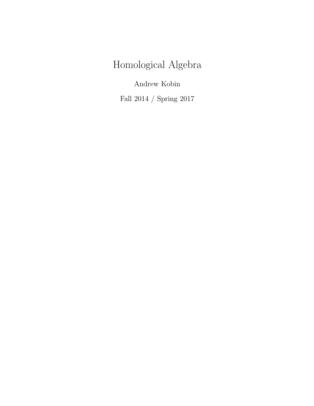 Homological Algebra