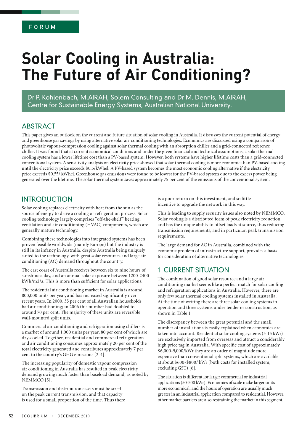 Solar Cooling in Australia: the Future of Air Conditioning?