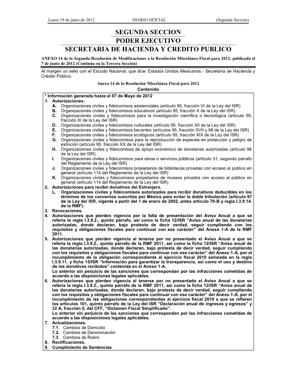 Segunda Seccion Poder Ejecutivo Secretaria De Hacienda Y Credito Publico