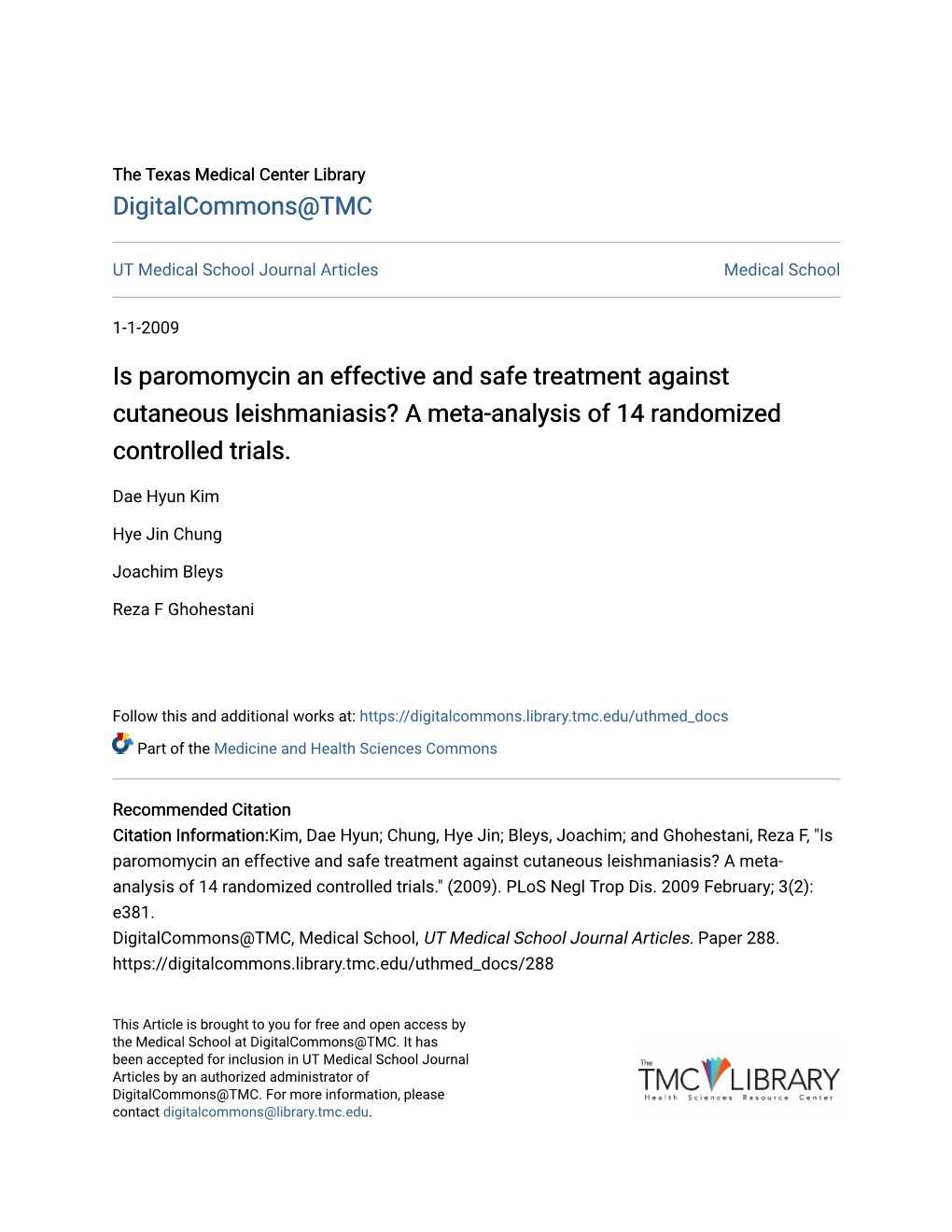 Is Paromomycin an Effective and Safe Treatment Against Cutaneous Leishmaniasis? a Meta-Analysis of 14 Randomized Controlled Trials