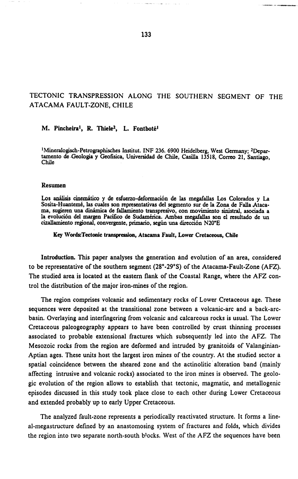 Tectonic Transpression Along the Southern Segment of the Atacama Fault-Zone, Chile