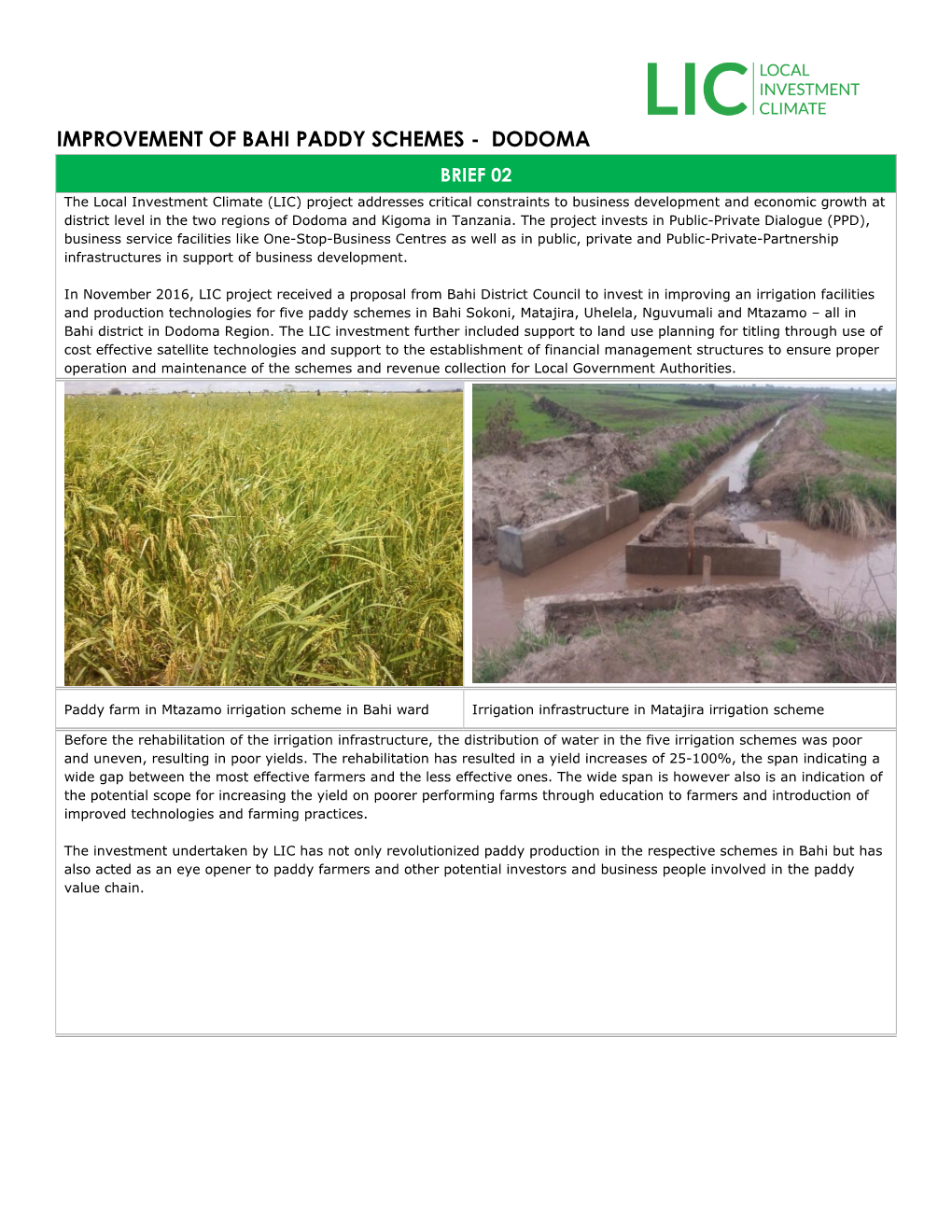 Improvement of Bahi Paddy Schemes