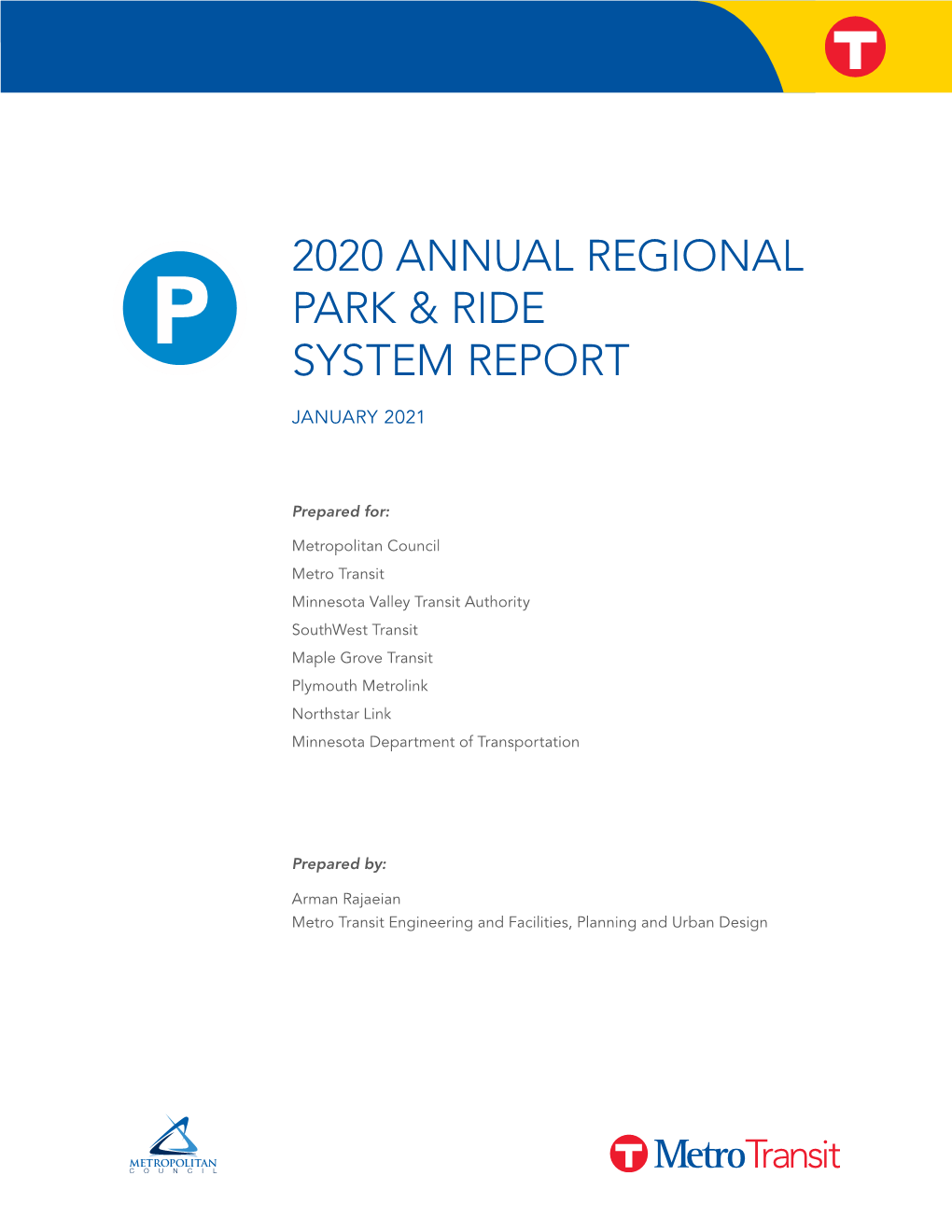 2020 Annual Regional Park-And-Ride System