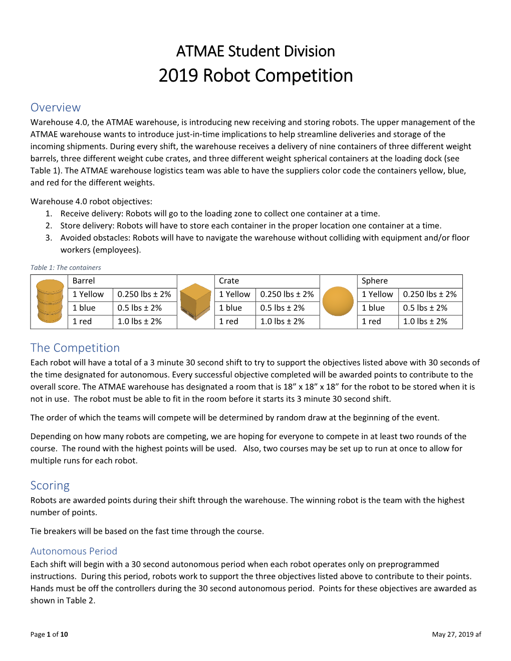 2019 Robot Competition