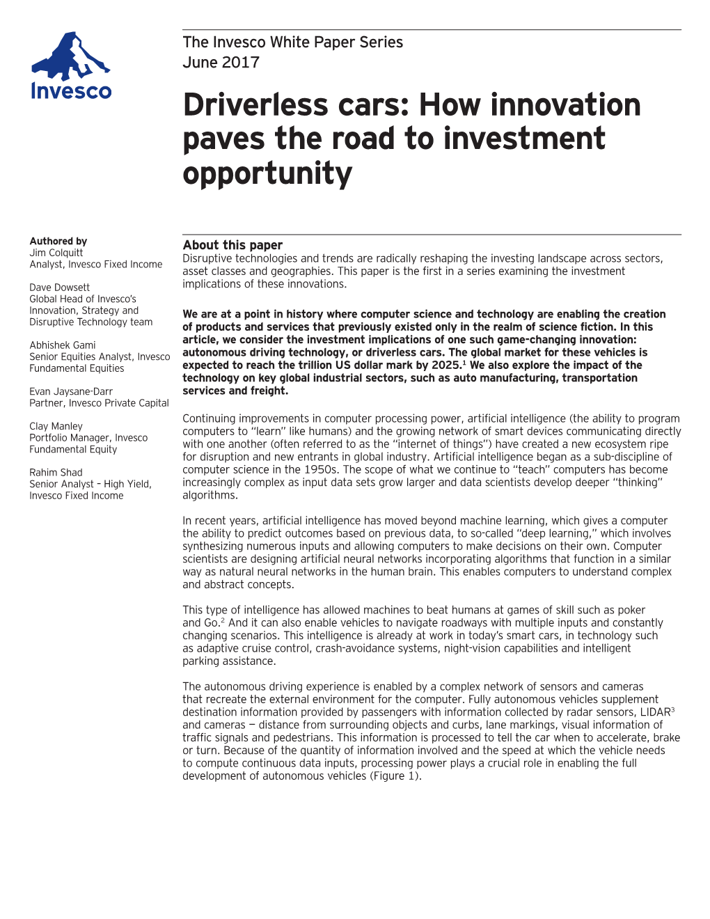 Driverless Cars: How Innovation Paves the Road to Investment Opportunity