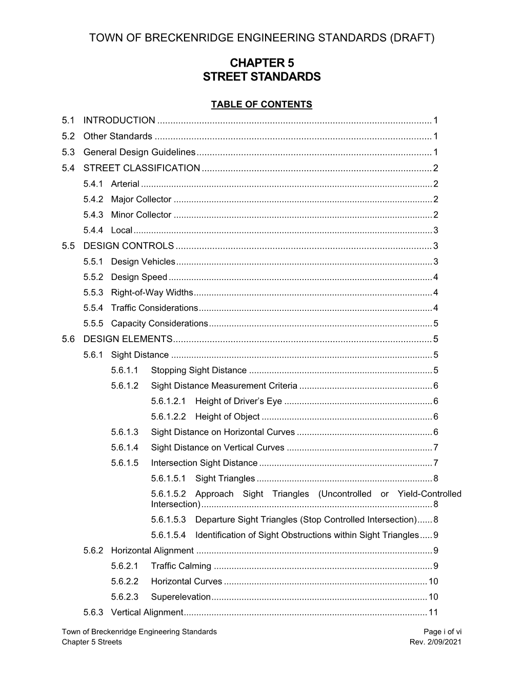 Chapter 5 Street Standards