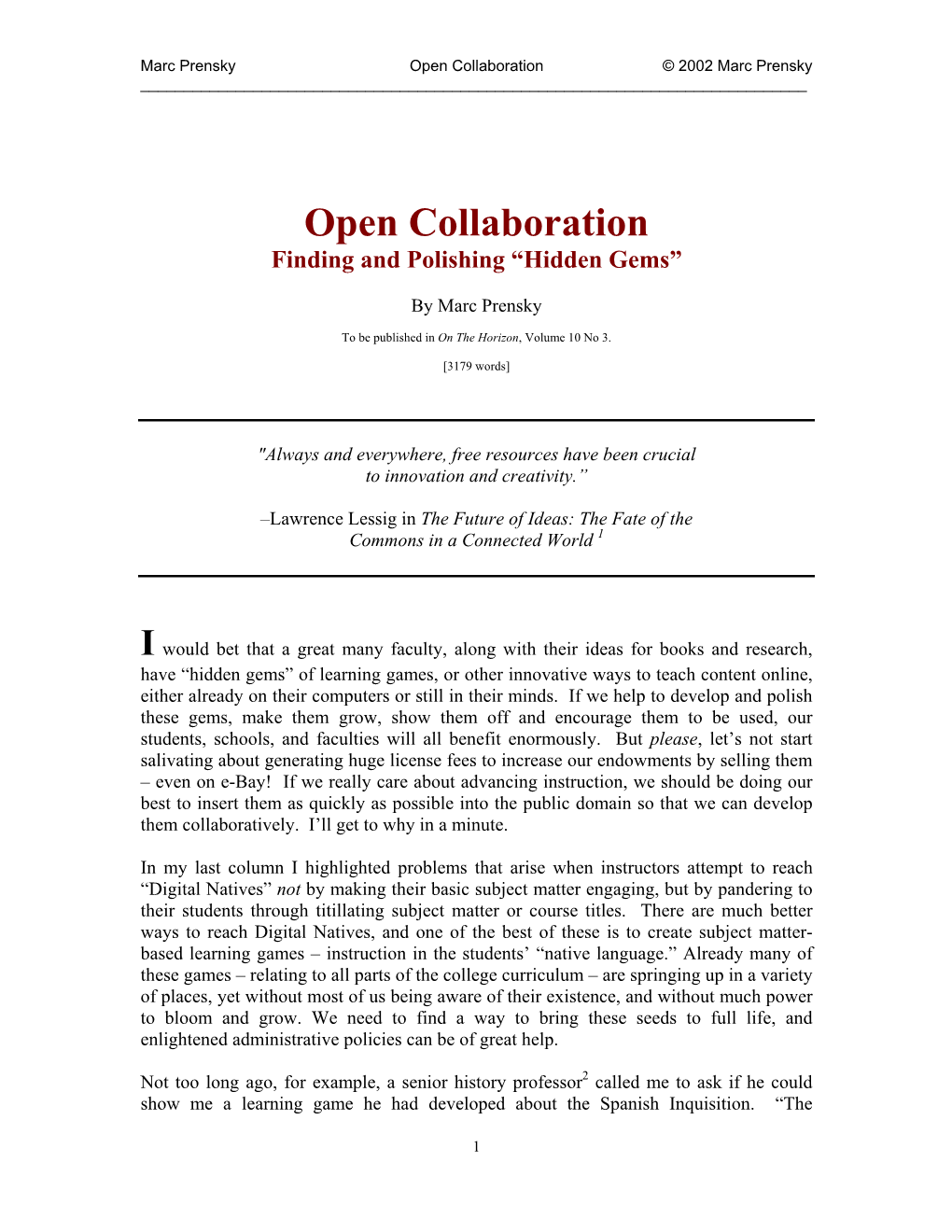 Open Collaboration © 2002 Marc Prensky ______