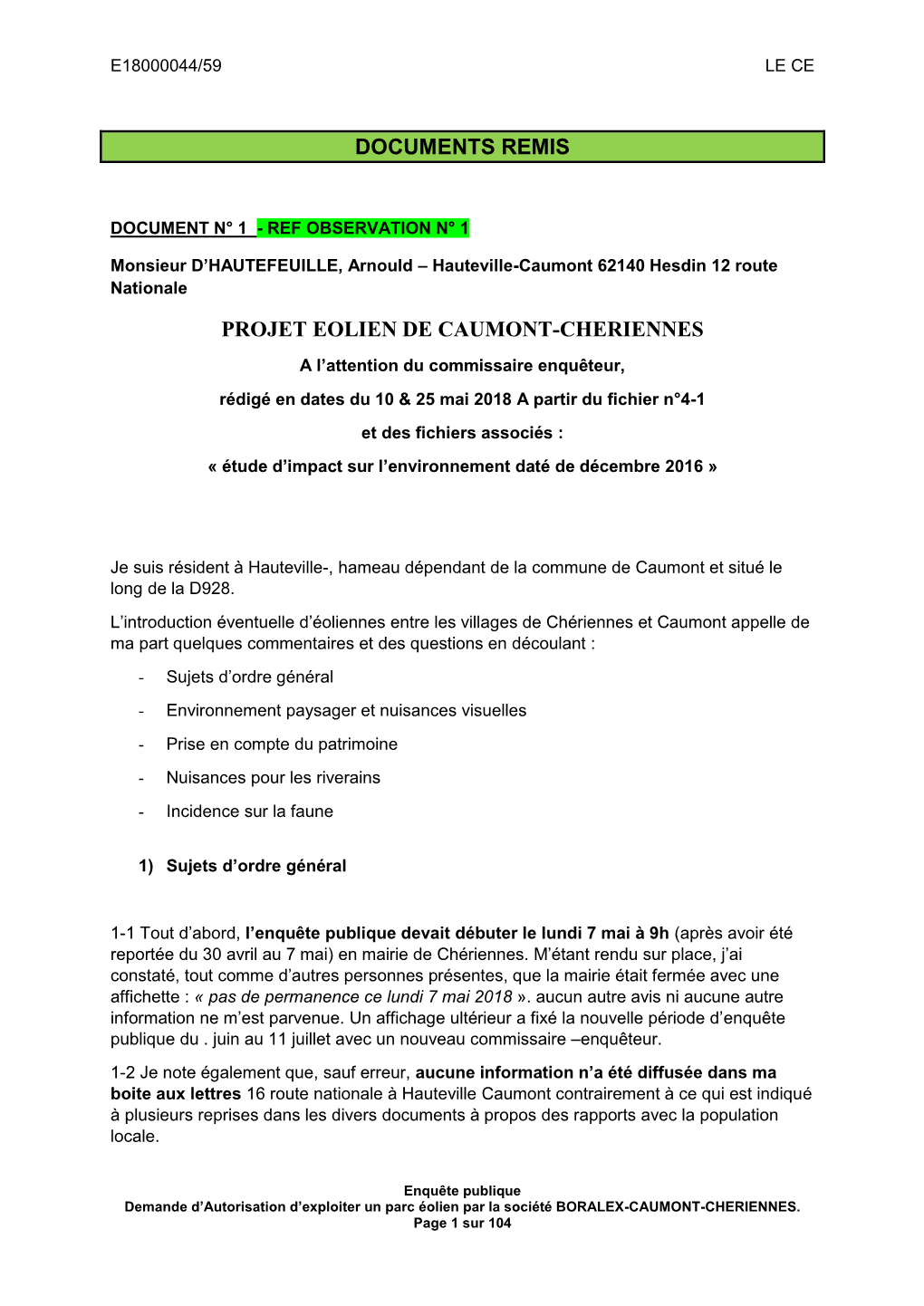 Documents Remis Projet Eolien De Caumont