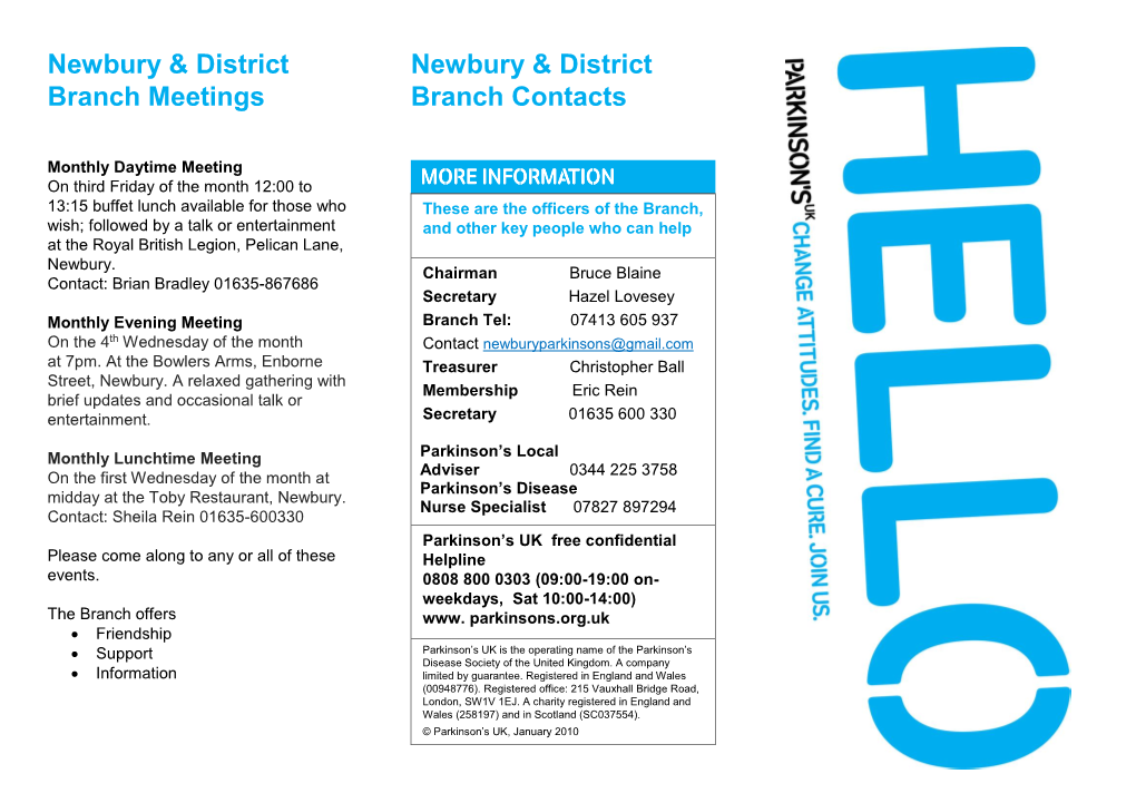 Newbury & District Branch Meetings