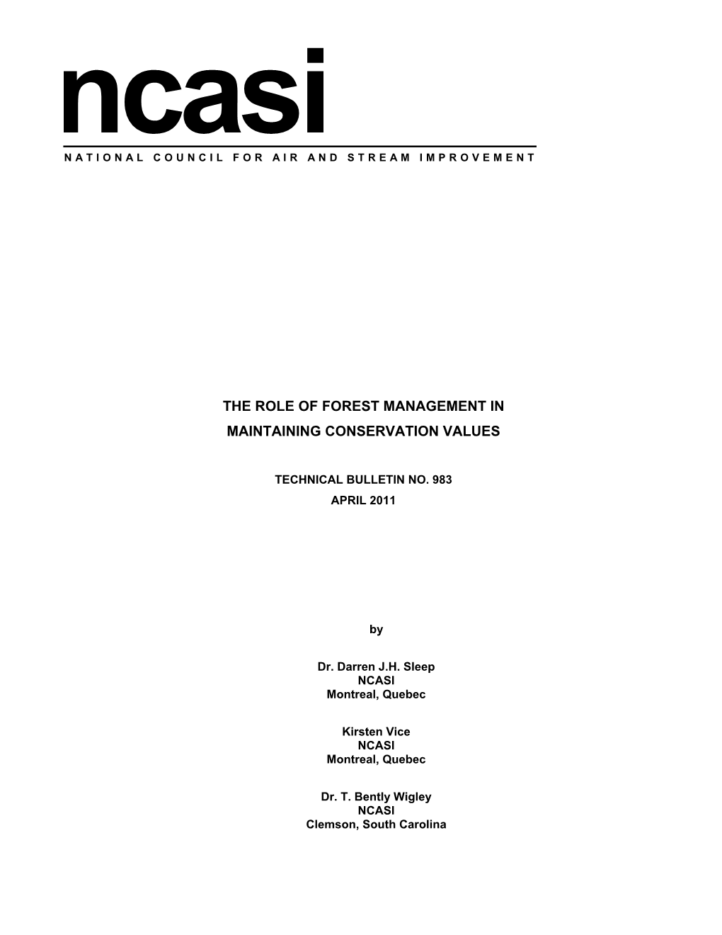 TB983 the Role of Forest Management in Maintaining