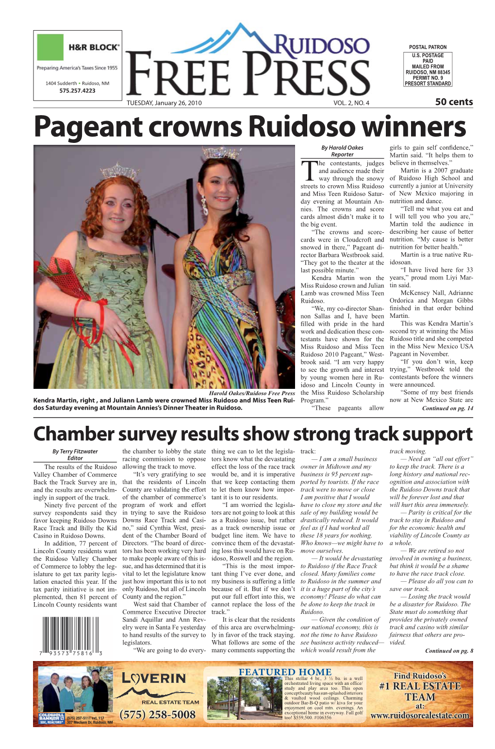 Pageant Crowns Ruidoso Winners by Harold Oakes Girls to Gain Self Confi Dence,” Reporter Martin Said
