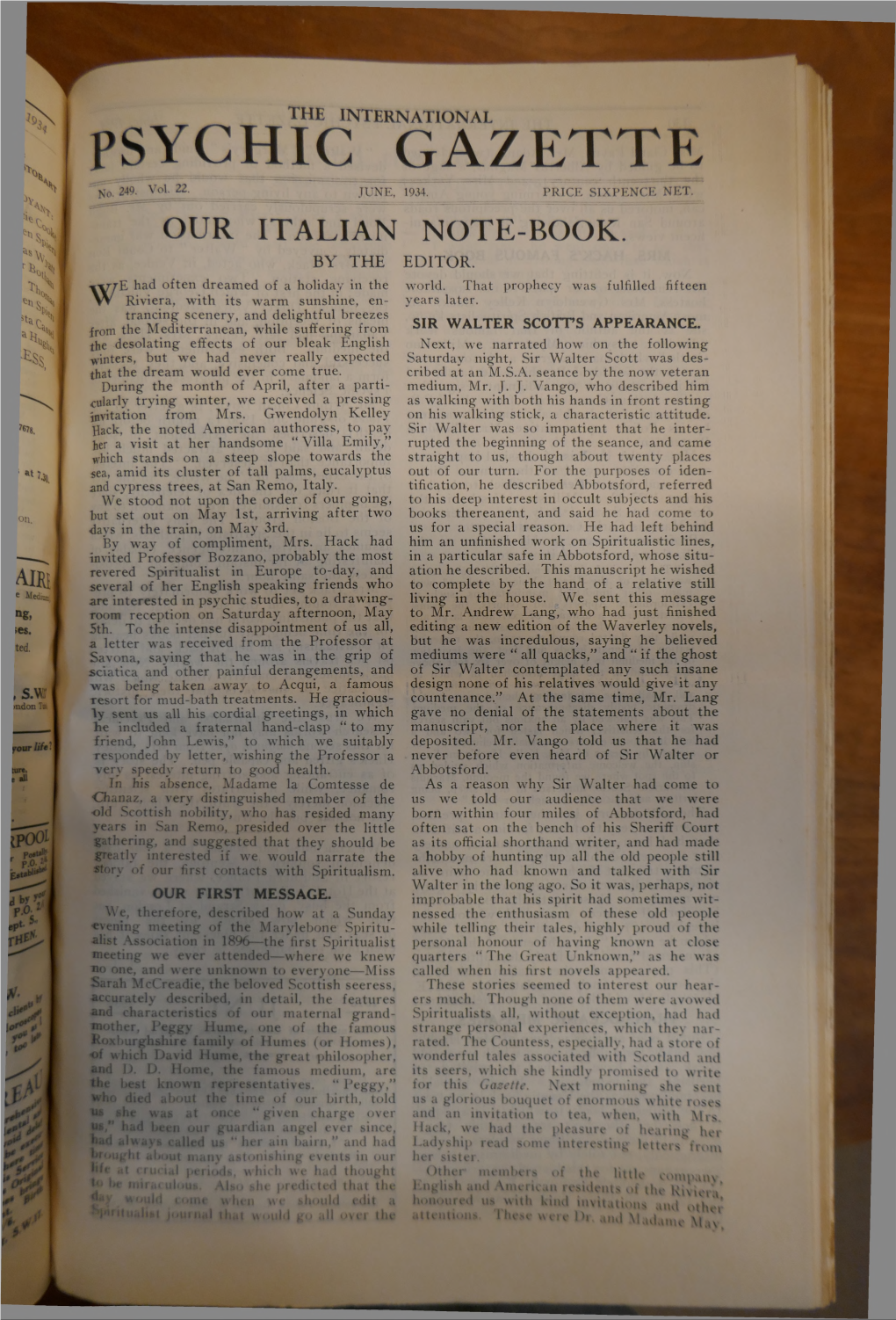 International Psychic Gazette V22 N249 Jun 1934