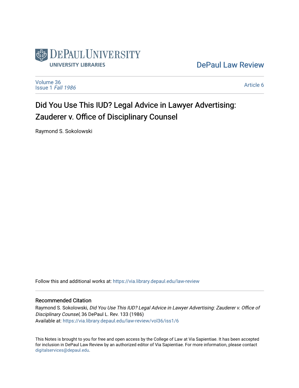 Legal Advice in Lawyer Advertising: Zauderer V