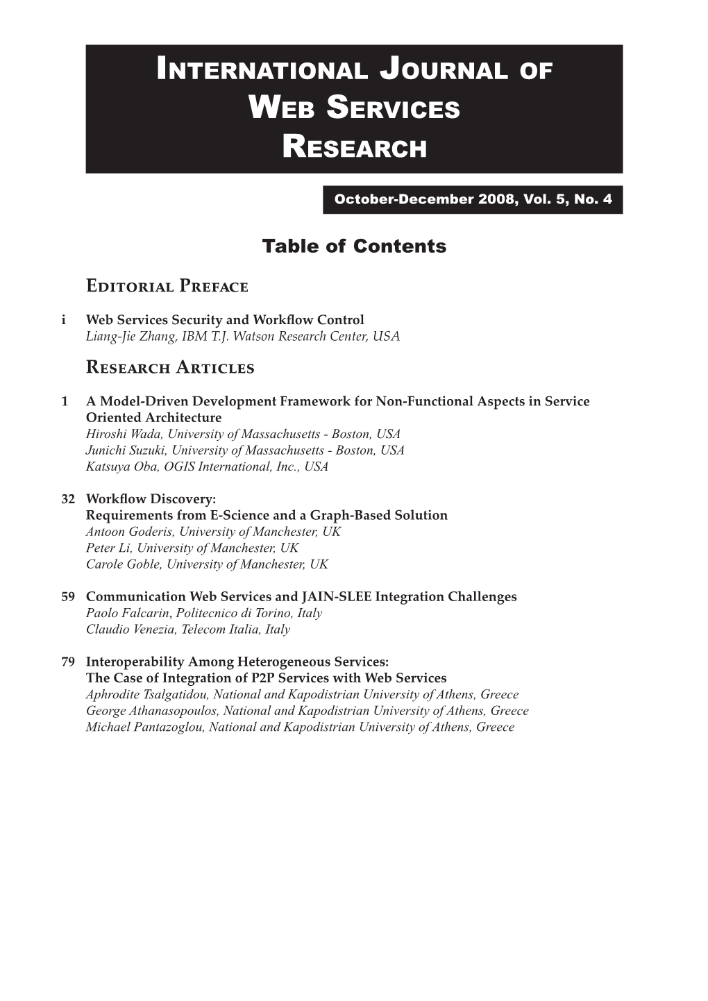 International Journal of Web Services Research