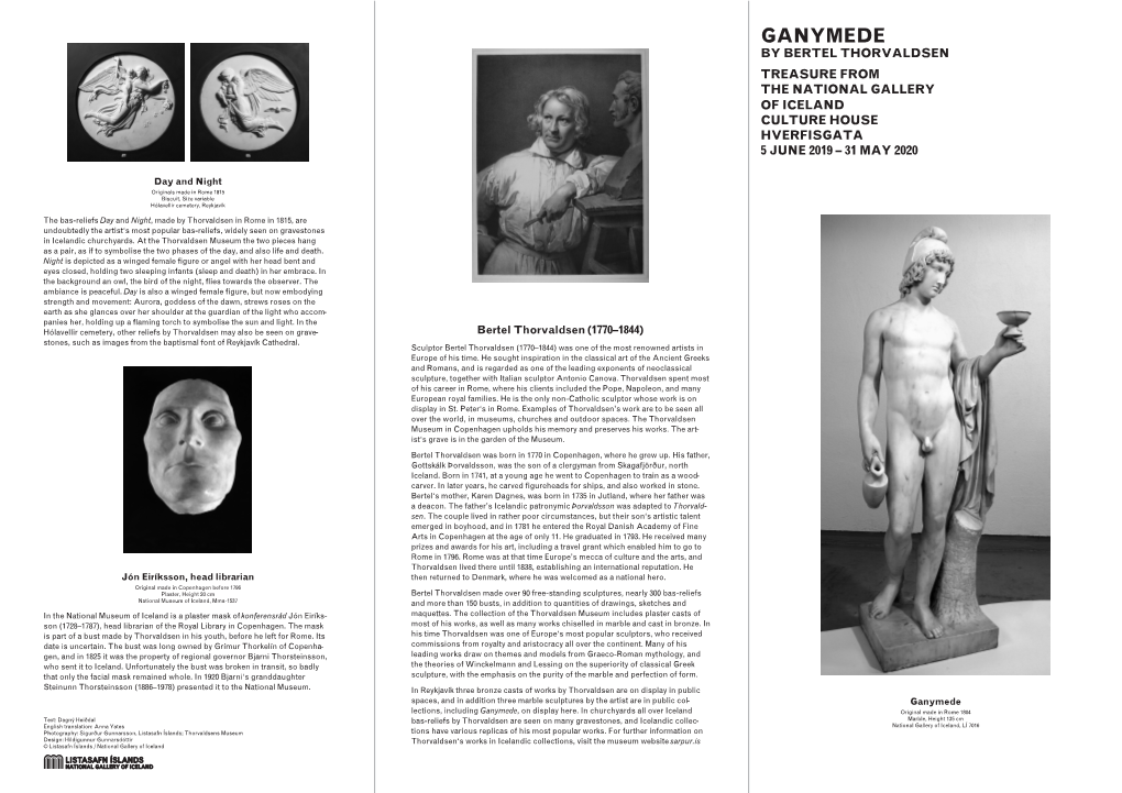 Ganymede by Bertel Thorvaldsen Treasure from the National Gallery of Iceland Culture House Hverfisgata 5 June 2019 – 31 May 2020