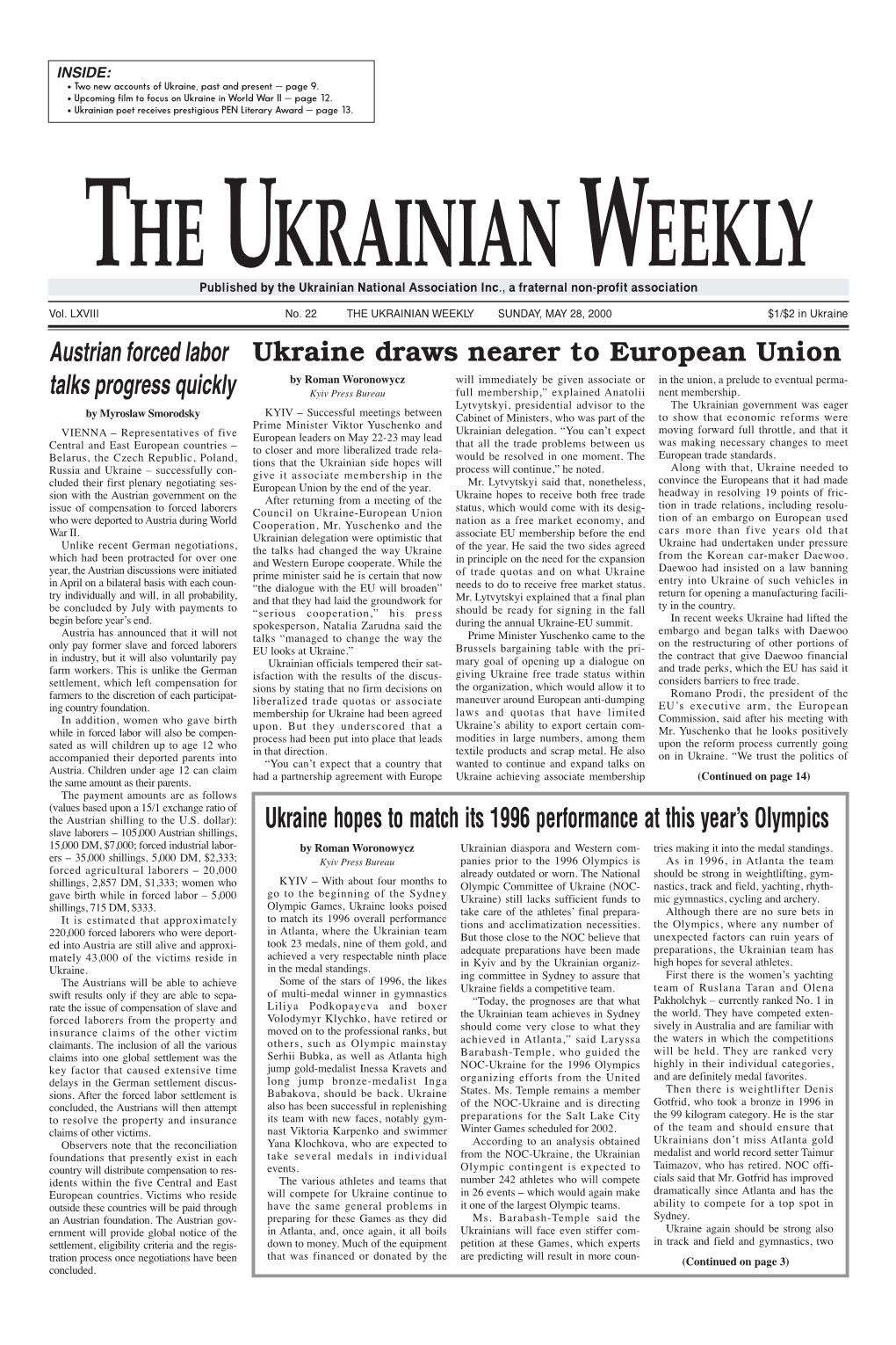 The Ukrainian Weekly 2000, No.22