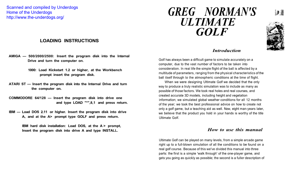 Greg Norman's Ultimate Golf Loading Instructions