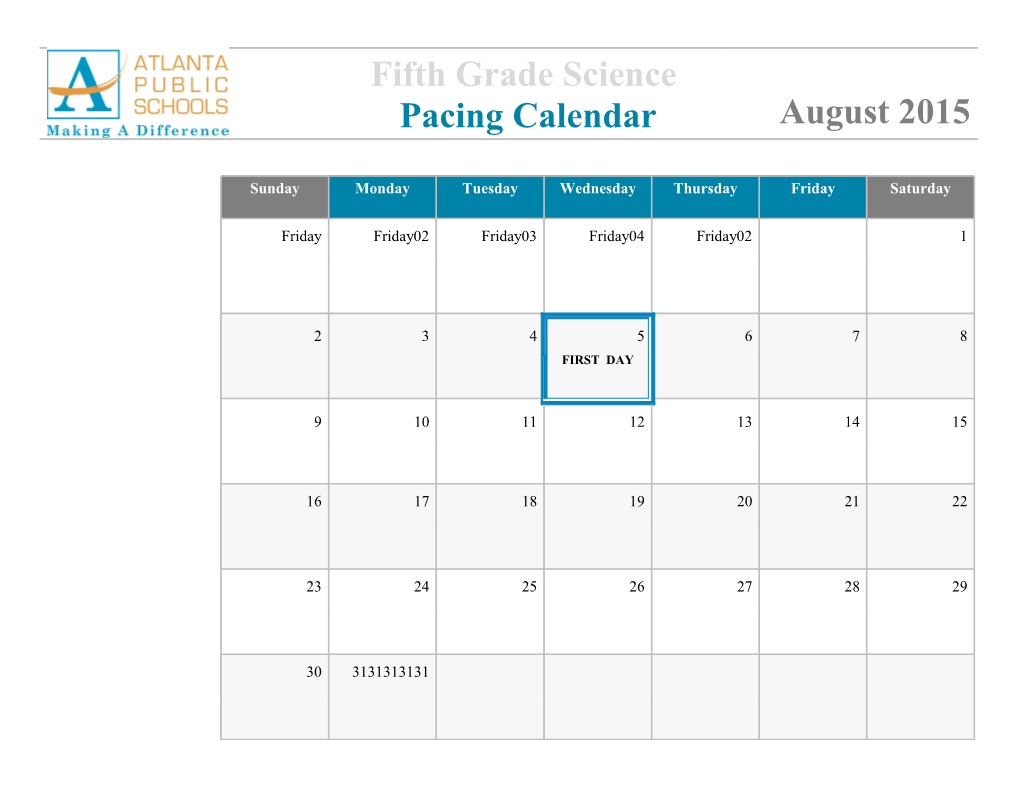 Pacing Calendar-Chemistry Traditional