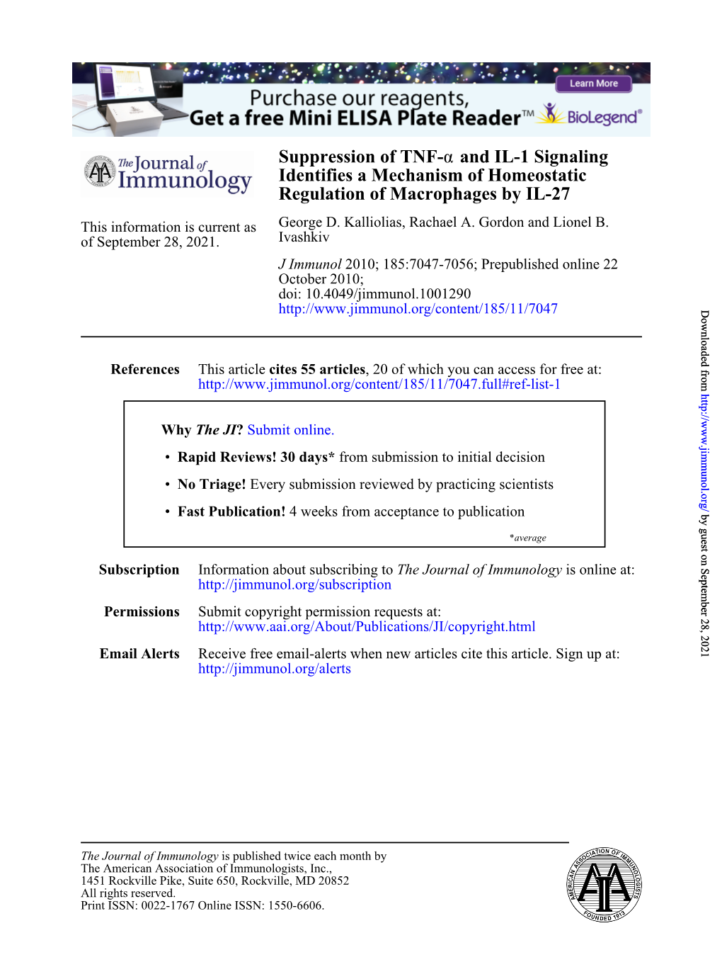 Regulation of Macrophages by IL-27 Identifies a Mechanism Of