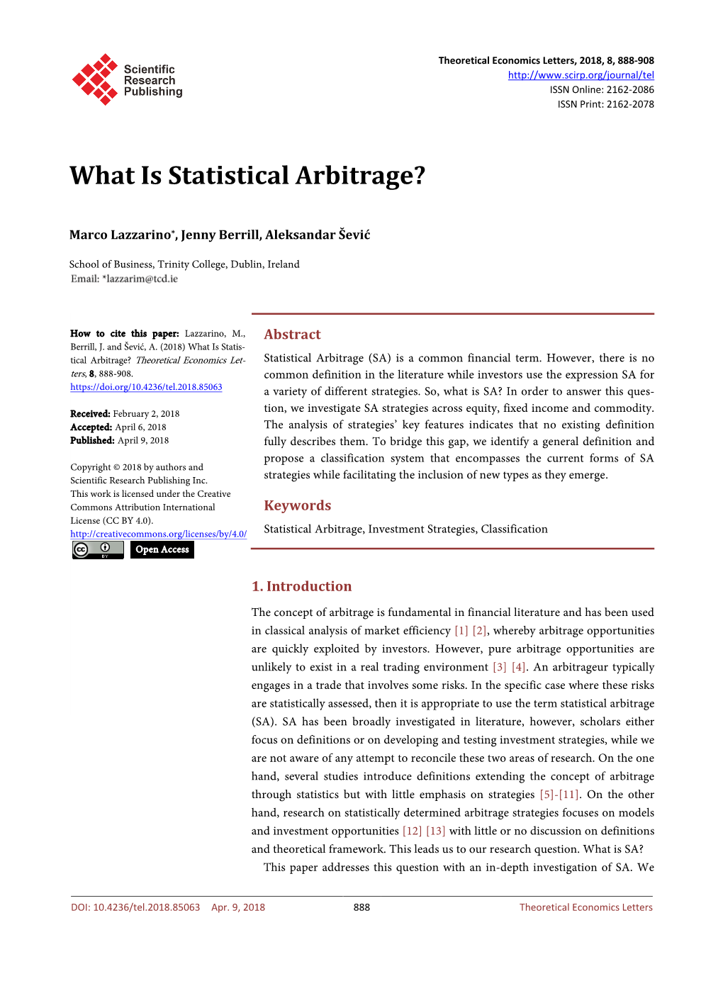What Is Statistical Arbitrage?