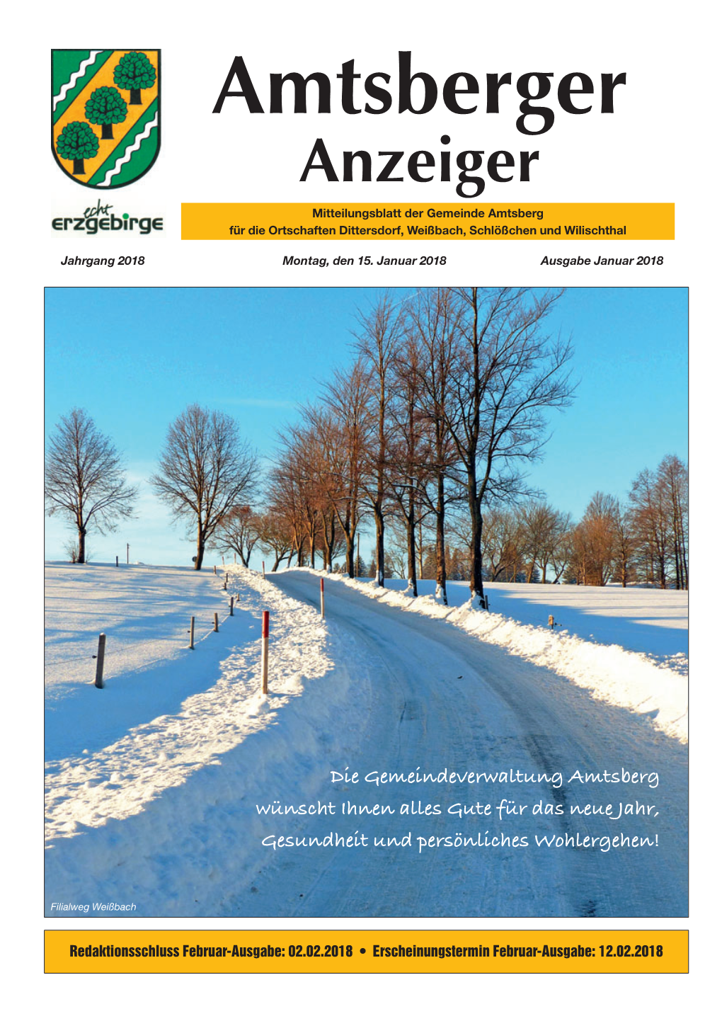 Anzeiger Mitteilungsblatt Der Gemeinde Amtsberg Für Die Ortschaften Dittersdorf, Weißbach, Schlößchen Und Wilischthal