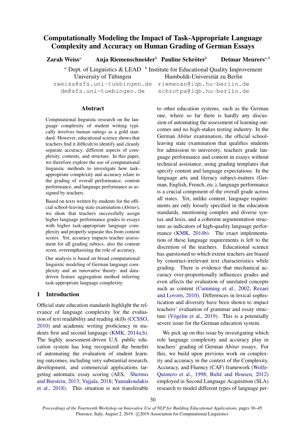 Computationally Modeling the Impact of Task-Appropriate Language Complexity and Accuracy on Human Grading of German Essays