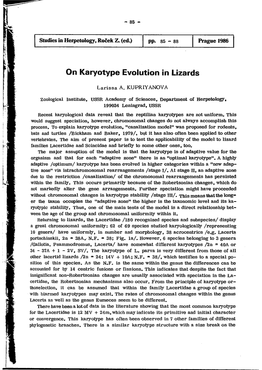 On Karyotype Evolution in Lizards
