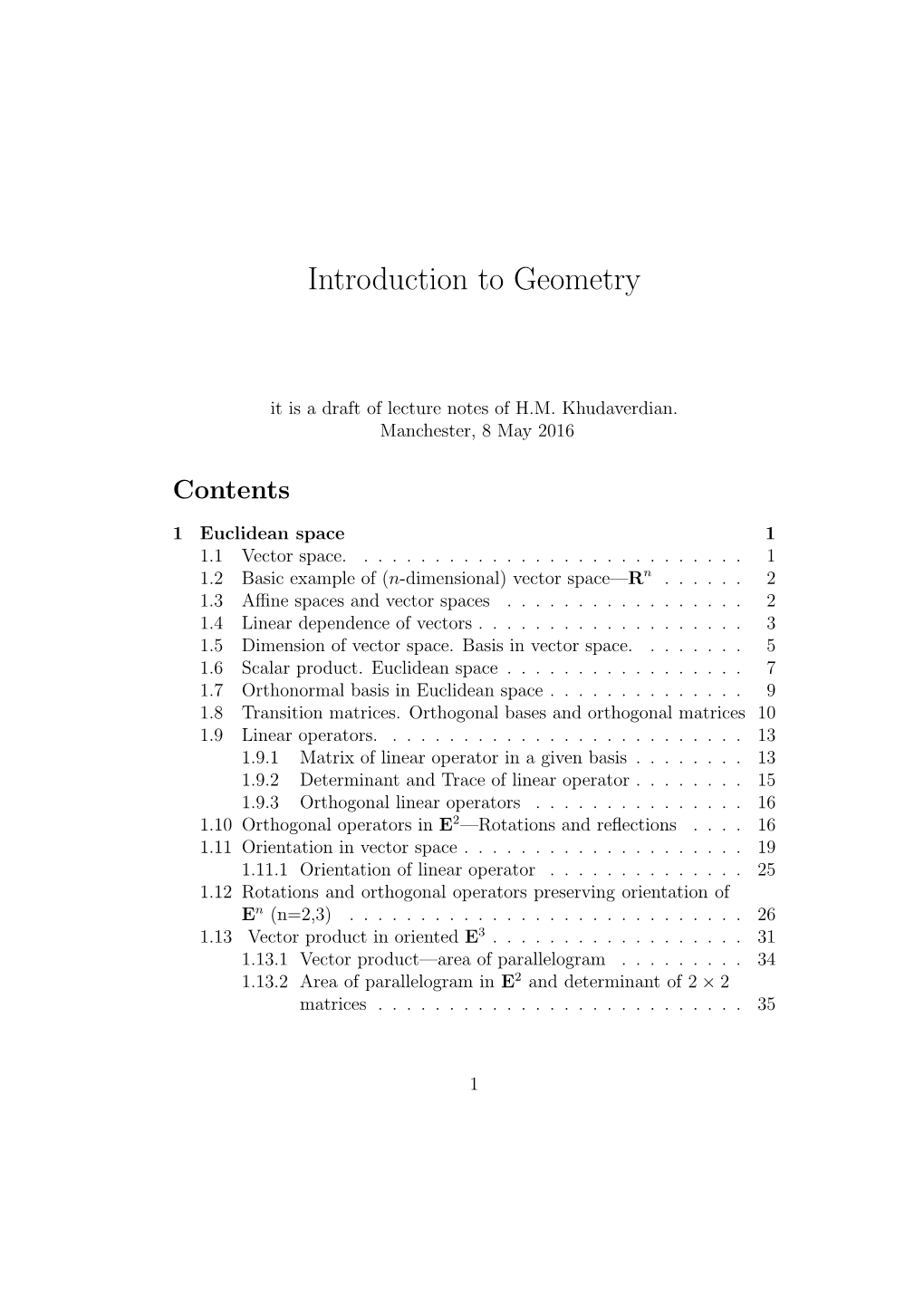 Introduction to Geometry