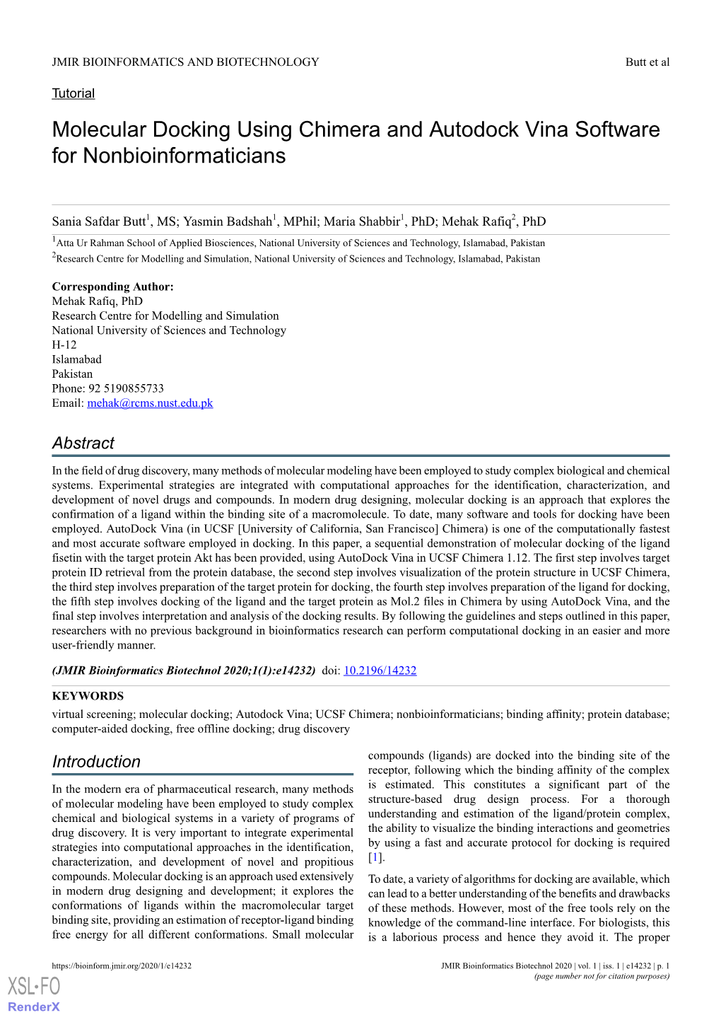 Molecular Docking Using Chimera and Autodock Vina Software for Nonbioinformaticians